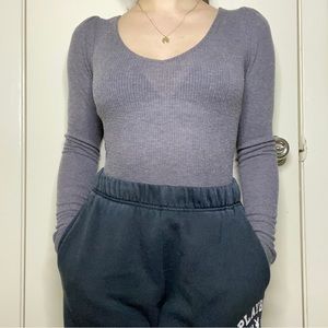 AMERICAN EAGLE Gray V-Neck Bodysuit